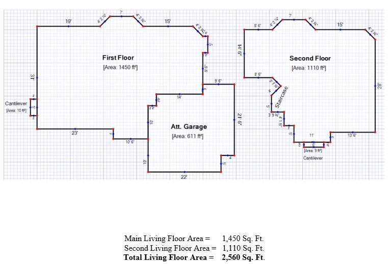 The floor measurements of the second Grande Prairie residential property