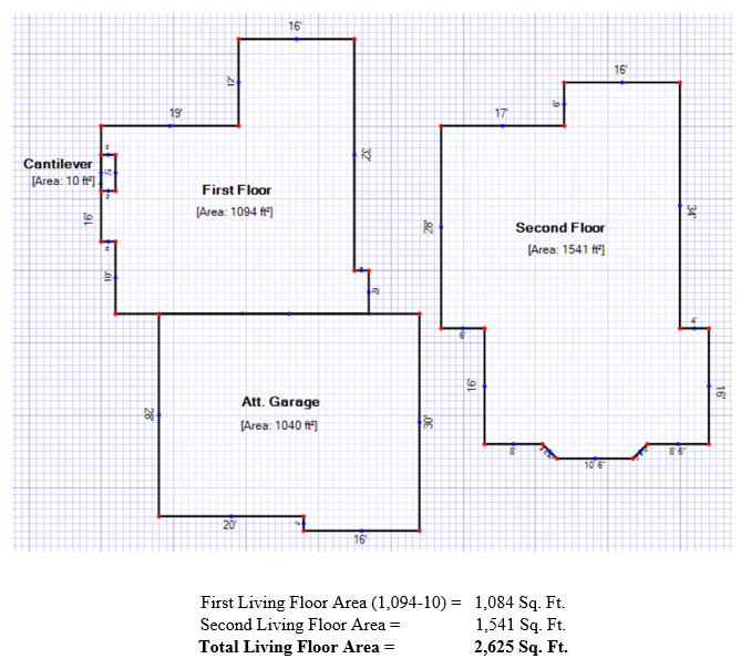 The floor measurements for the third Grande Prairie residential property